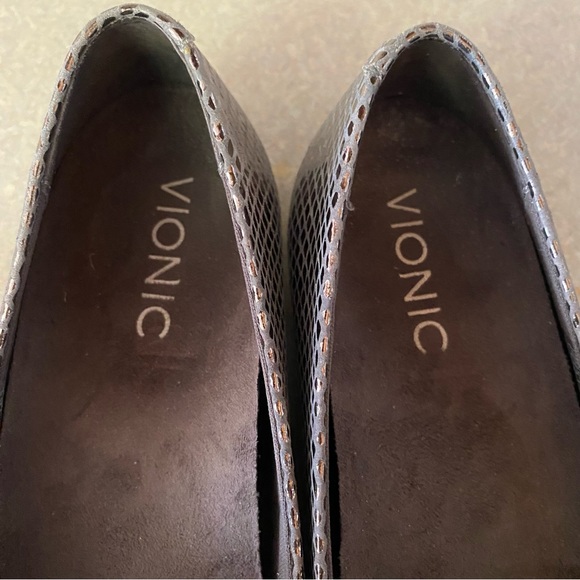 Vionic Gunmetal Metallic Snake Caballo Minimalist Old Money Coastal Ball… - Picture 9 of 9